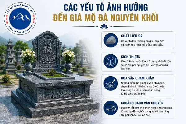 Các yếu tố ảnh hưởng đến giá mộ đá nguyên khối