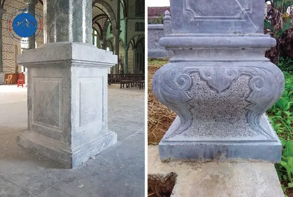 Chân tảng đá xanh nguyên khối lắp đặt tại nhà gỗ