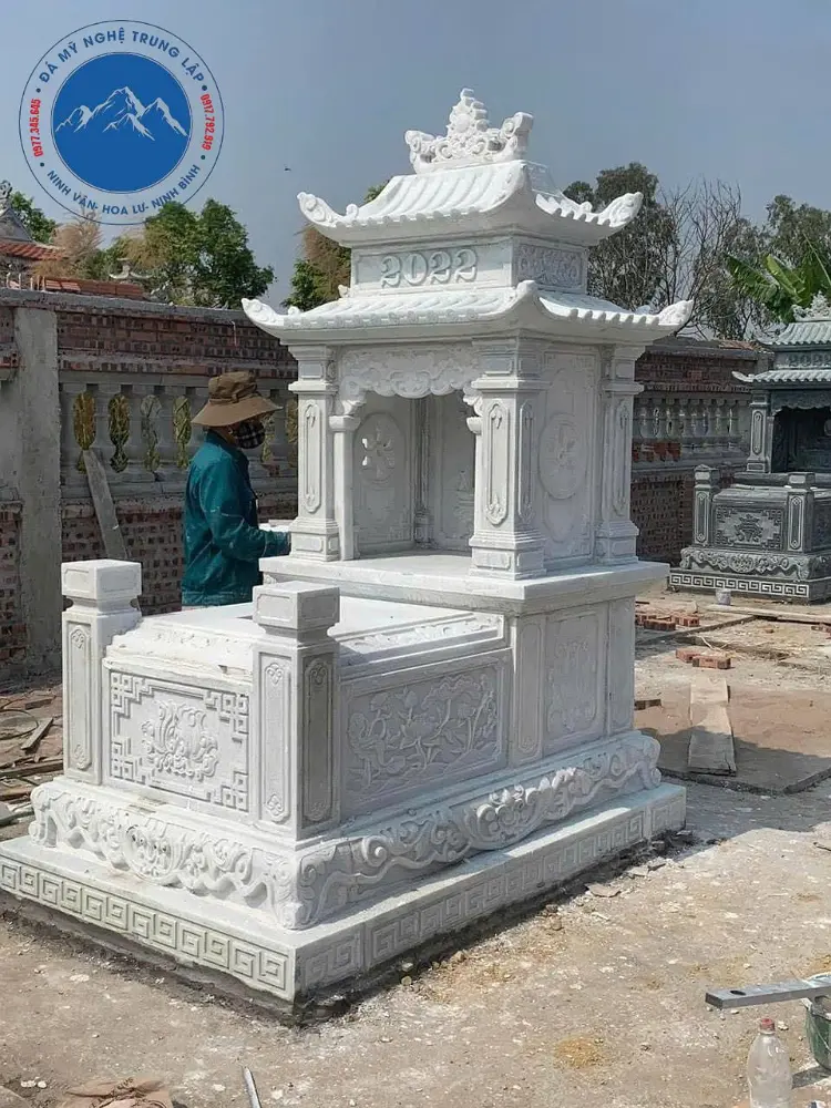 Chi tiết mái vòm cong nhà mồ đá trắng tự nhiên cao cấp