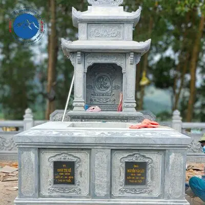 Công trình mộ đá đôi hai mái che uy nghiêm tại Hưng Yên