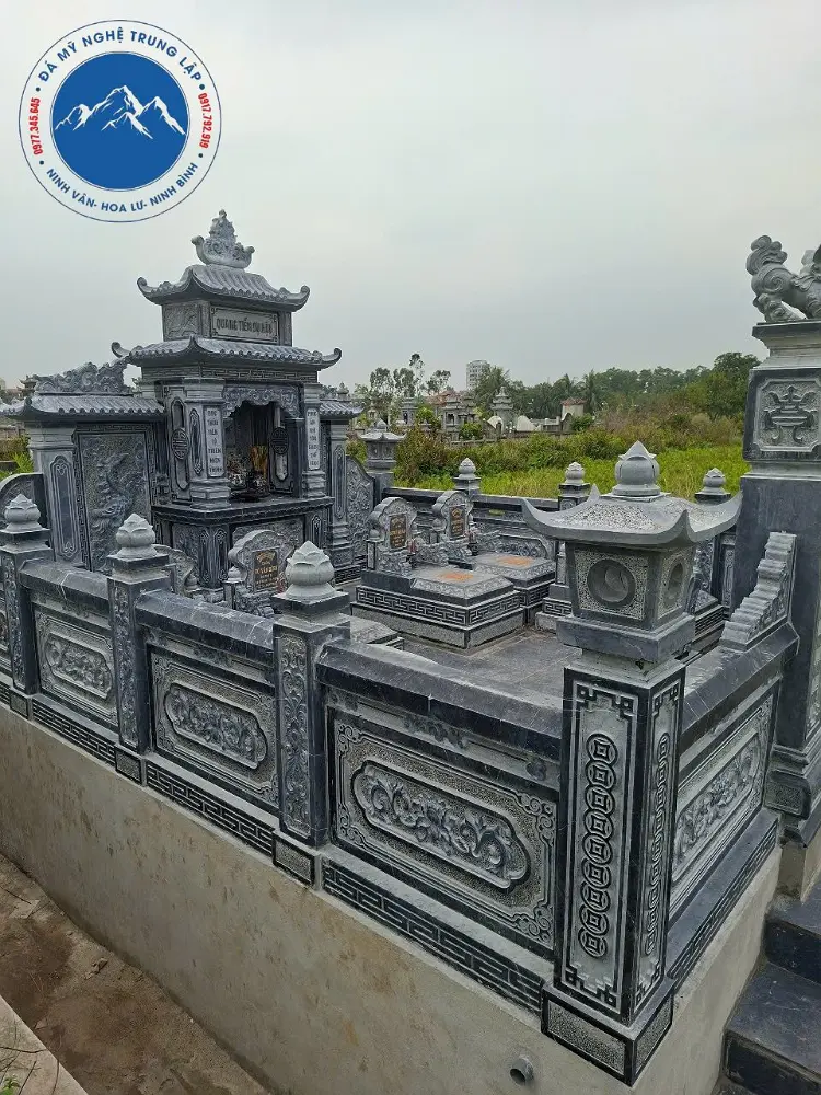 Công trình nhà mồ đá hai mái thiết kế rộng rãi chuẩn phong thủy