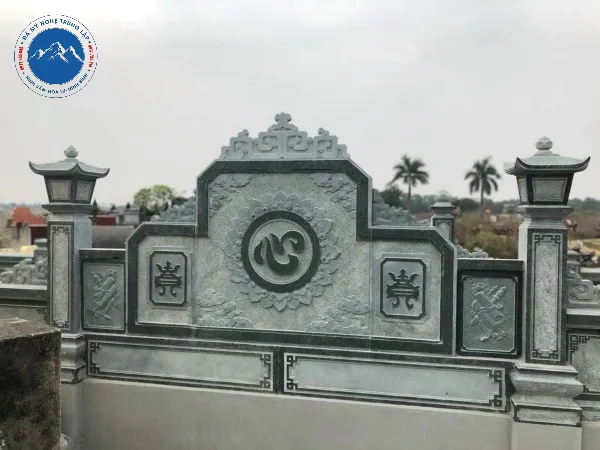 Cuốn thư vuông đá tự nhiên chạm khắc ngũ phúc lâm