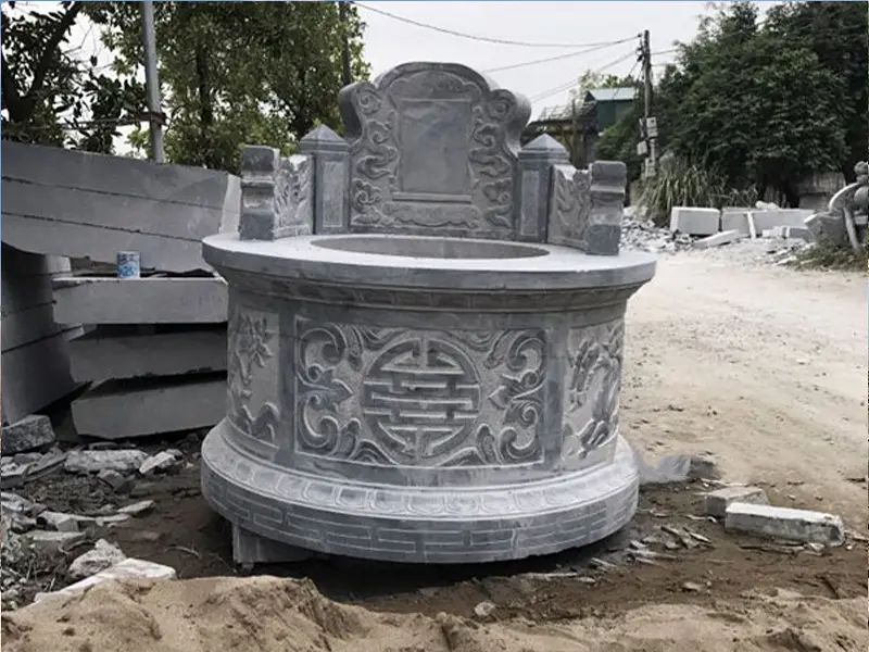 Mộ đá tròn thiết kế tinh tế phong thủy hoàn hảo