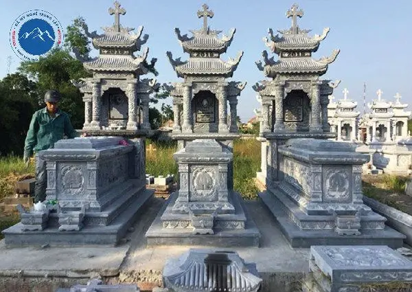 Kiểu dáng mộ đôi đá 3 mái dành cho lăng mộ gia tộc