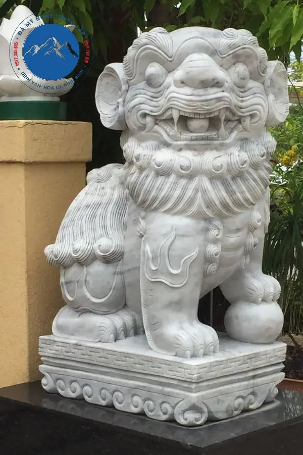 Kỳ lân đá trắng thiết kế theo phong cách truyền thống cổ xưa tinh tế
