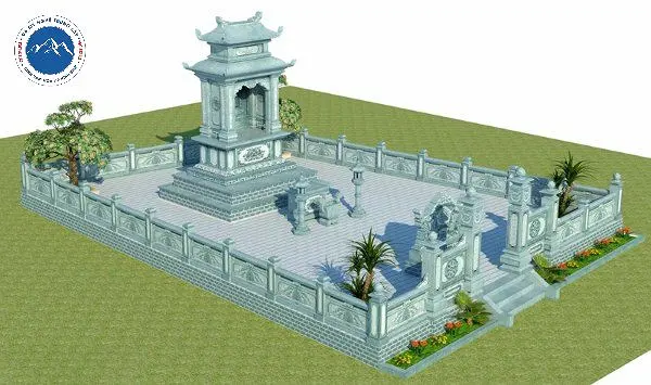 Mẫu cổng đá tứ trụ bề thế cho khuôn viên dòng họ lớn