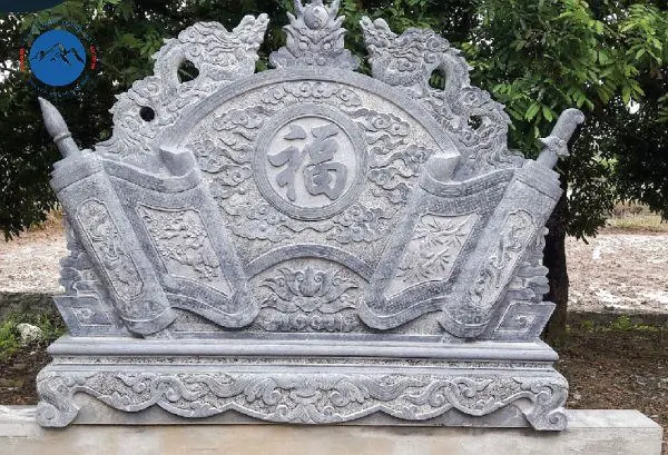 Mẫu cuốn thư đá xanh rêu lối kiến trúc từ đường truyền thống