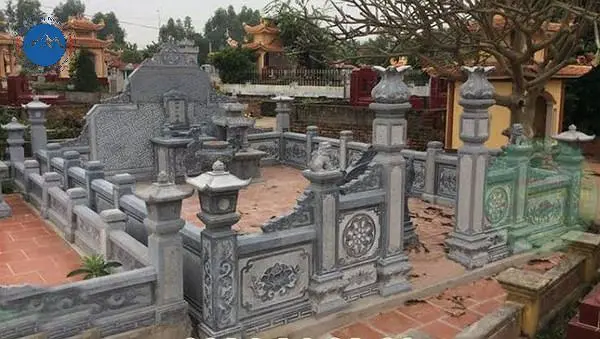Mẫu khu lăng mộ chấn phong thủy chạm hình uy nghi