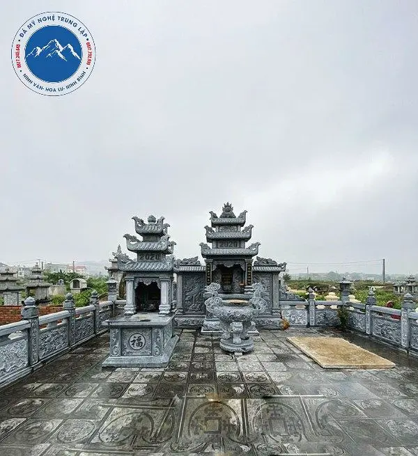Mẫu mộ đá ba mái nguyên khối sang trọng cao cấp