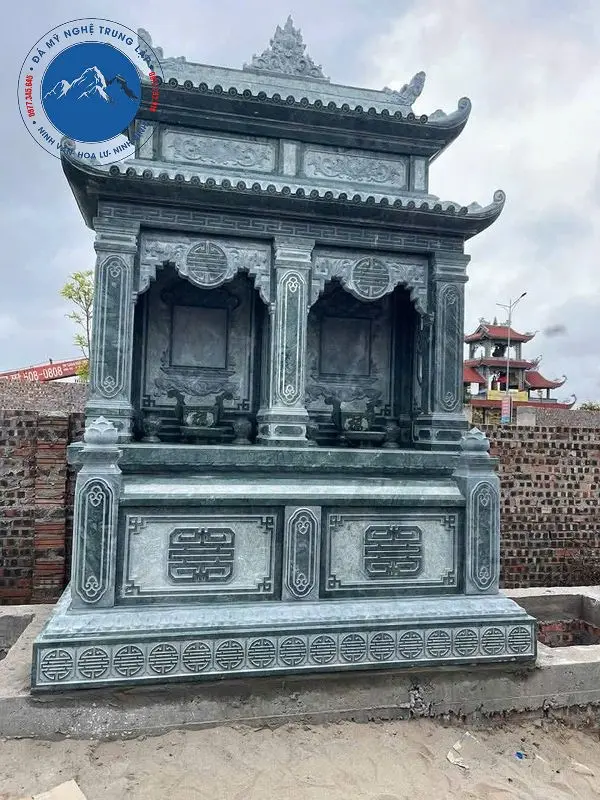 Mẫu mộ đá đôi tam sơn thiết kế tối giản