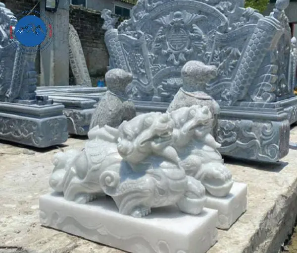 Mẫu tỳ hưu đá mỹ nghệ trắng cao cấp trang trí khuôn viên lớn