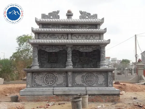 Mộ đá đôi chữ Thọ thiết kế chuẩn phong thủy tâm linh