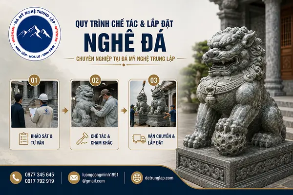 Quy trình chế tác và lắp đặt nghê đá chuyên nghiệp tại Đá Mỹ Nghệ Trung Lập