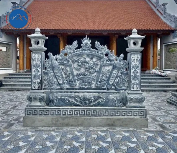 Thiết kế cuốn thư vuông đá trắng vân mây sang trọng