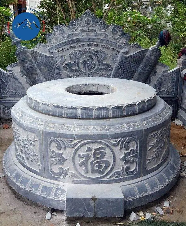 Thiết kế mộ đá tròn nguyên khối chuẩn mực phong thủy