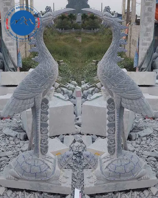 Bố trí hạc đá nhỏ trong tiểu cảnh tạo điểm nhấn thẩm mỹ