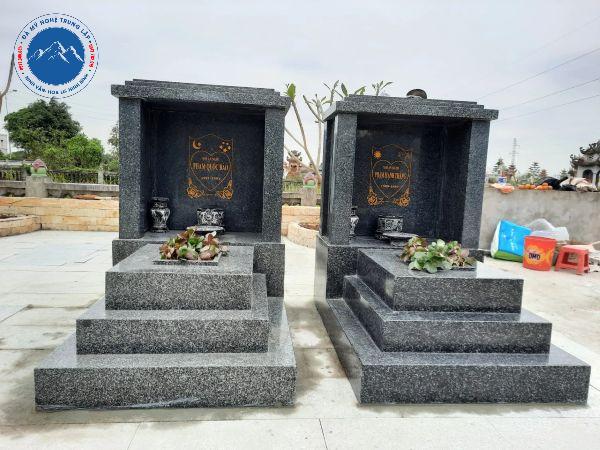 Công trình mộ đá granite Hưng Yên nguyên khối lắp đặt thực tế