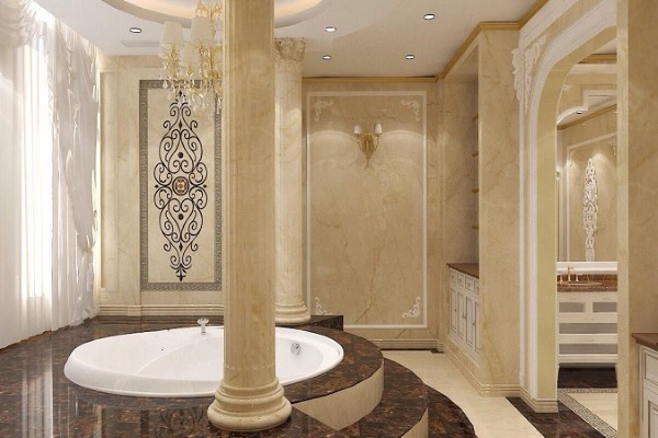 Cột đá tròn họa tiết hoa văn mềm mại sang trọng