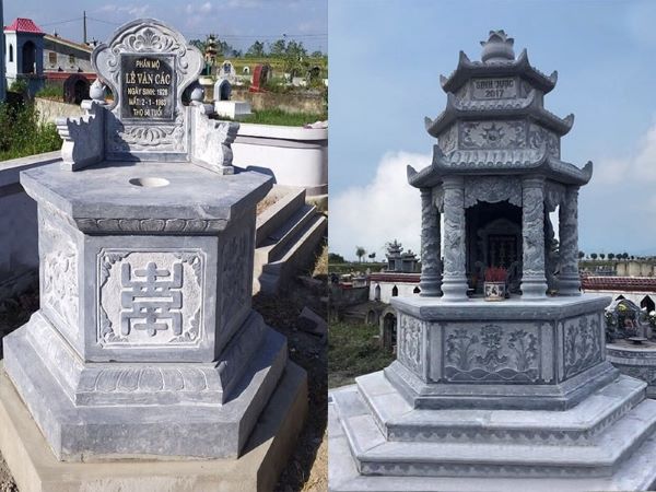 Kiểu mộ bát giác với đường nét chạm khắc tinh tế