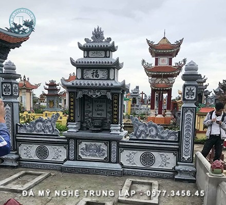 Mẫu lăng mộ đẹp với thiết kế đơn giản, tạo cảm giác trang nghiêm, thanh thoát 