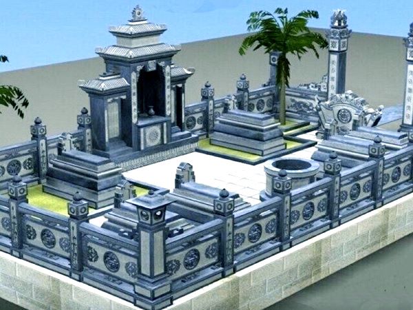 Lư hương đá đặt chính diện tăng sự uy nghi linh thiêng