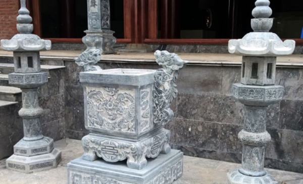 Lư hương đá xanh tự nhiên nguyên khối cao cấp