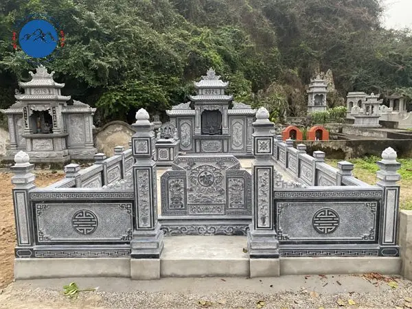 Mẫu khu lăng mộ đá hai mái chuẩn kích thước phong thủy