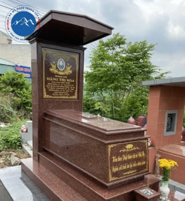 Mẫu lăng mộ đá granite đỏ đánh bóng gương