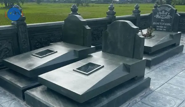 Mẫu lăng mộ đá granite xám hiện đại cao cấp