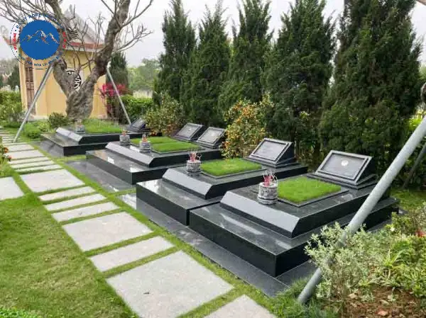 Mẫu lăng mộ đá granite xám hiện đại nguyên khối