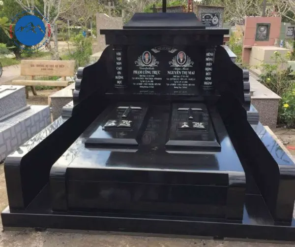 Mẫu lăng mộ đá granite xám hiện đại sang trọng