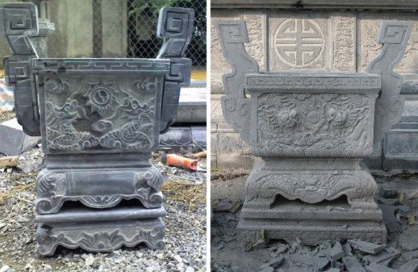 Mẫu lư hương đá mỹ nghệ chạm khắc chữ Phúc