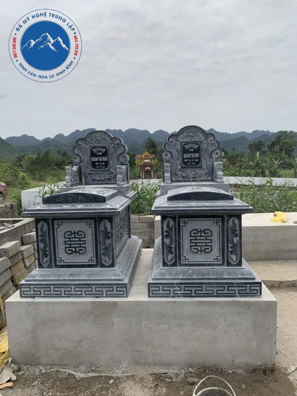 Mẫu mộ bành đôi đá xanh tự nhiên nguyên khối bền đẹp