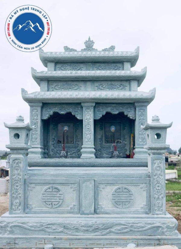 Mẫu mộ đá đôi chạm khắc tinh tế chuẩn phong thủy đẹp