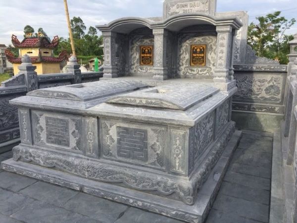 Mẫu mộ đá đôi có mái hình chóp