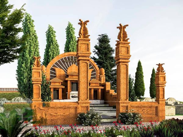 Mẫu mộ đá ong khối vuông đơn giản tinh tế