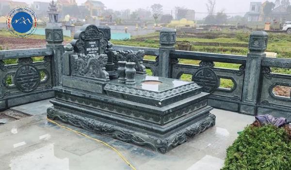 Mẫu mộ đá Tam Sơn đá xanh tự nhiên thiết kế cổ