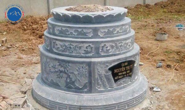 Mẫu mộ đá tròn đơn giản nhưng vô cùng sang trọng uy nghiêm