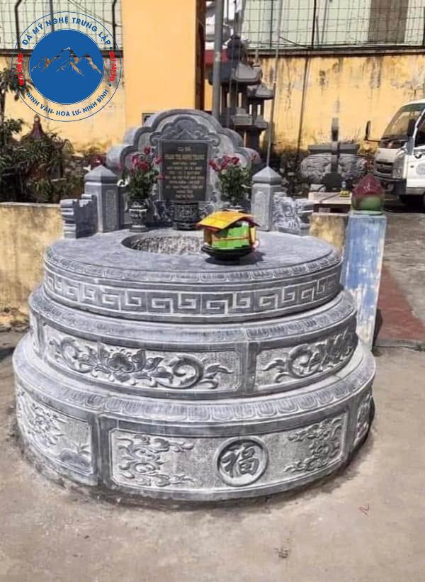 Mẫu mộ đá tròn lắp đặt thực tế tại Thanh Liêm Hà Nam
