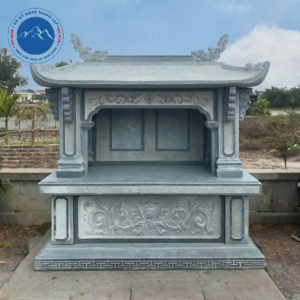 Mẫu mộ đá xanh rêu cao cấp chạm khắc sen đầm