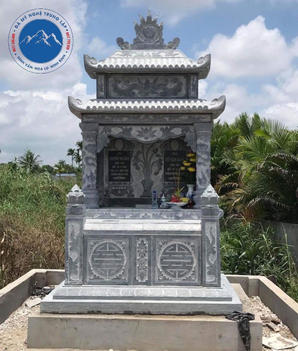 Mẫu mộ đôi hai mái chạm rồng tinh xảo bền bỉ