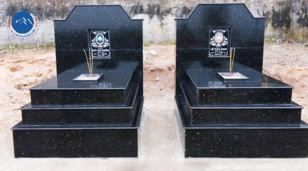 Mẫu mộ đôi ốp đá granite không mái che