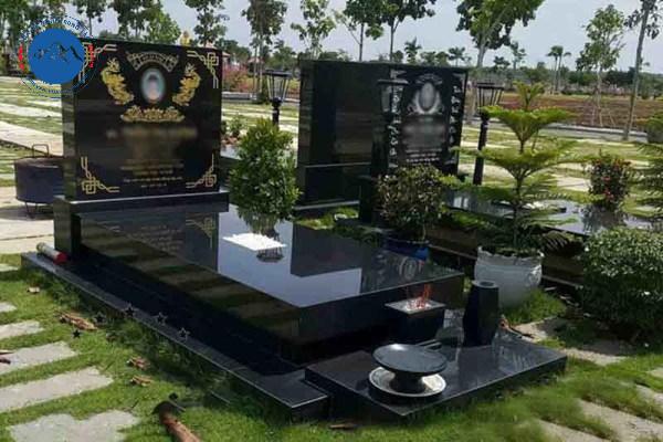 Mẫu mộ đôi ốp đá granite thiết kế đơn giản