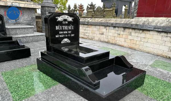 Mẫu mộ granite đơn cấp đen bóng hiện đại