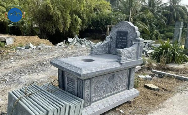 Mẫu mộ tam sơn đá xanh tự nhiên chạm khắc tinh xảo