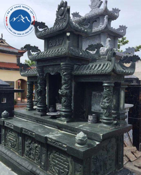 Mẫu nhà mồ đá chạm khắc hoa sen trang nhã
