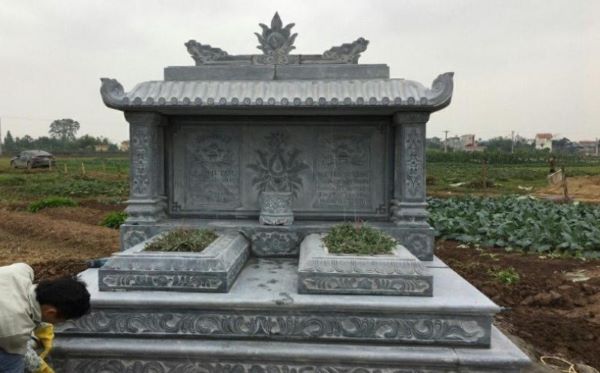 Mộ đá đôi một mái thiết kế sang trọng, bền vững