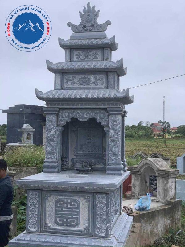 Mộ đá đơn tam cấp hiện đại bền bỉ tại nghĩa trang