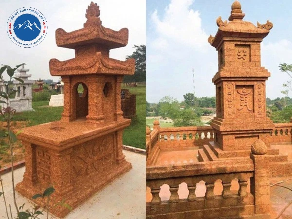 Mộ đá ong hai mái chạm khắc tinh xảo đẳng cấp cao