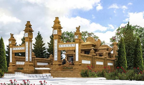 Mộ đá ong hai mái tinh xảo, bền đẹp qua thời gian